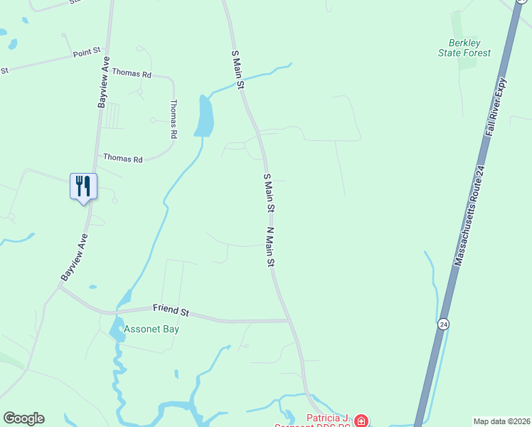 map of restaurants, bars, coffee shops, grocery stores, and more near 133 South Main Street in Berkley