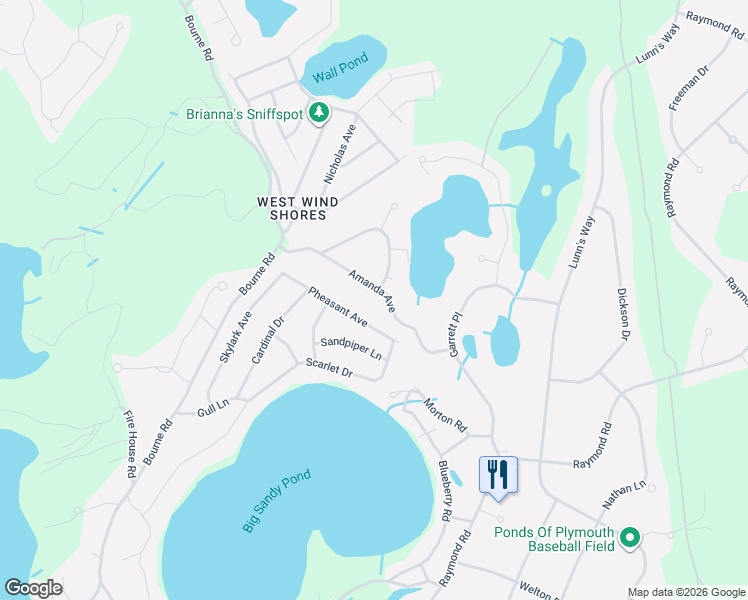 map of restaurants, bars, coffee shops, grocery stores, and more near 49 Amanda Avenue in Plymouth