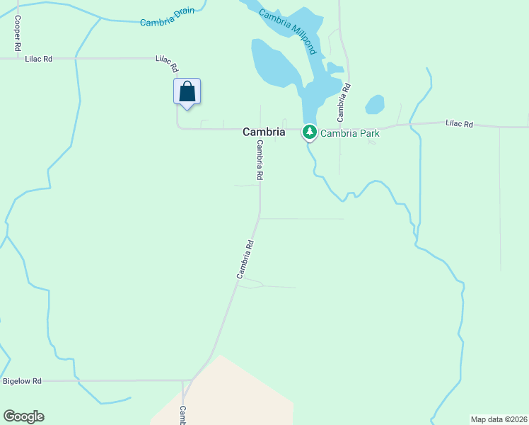 map of restaurants, bars, coffee shops, grocery stores, and more near 7457 Cambria Road in Hillsdale