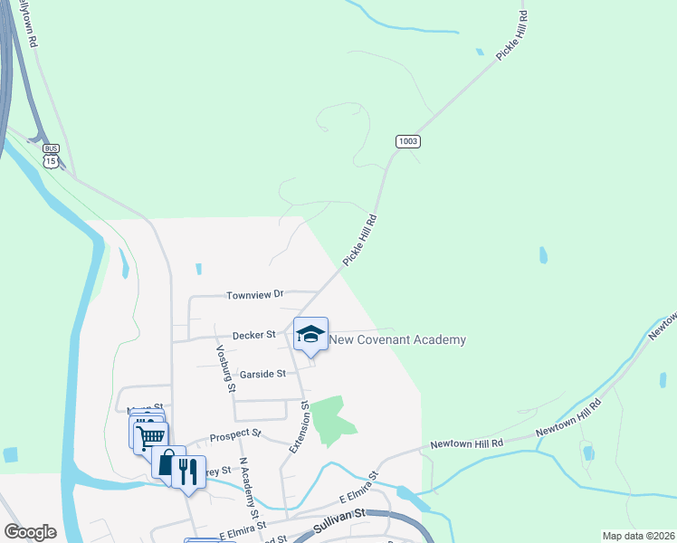map of restaurants, bars, coffee shops, grocery stores, and more near State Route 1003 in Mansfield