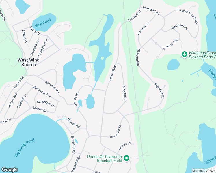 map of restaurants, bars, coffee shops, grocery stores, and more near 459 Lunn's Way in Plymouth