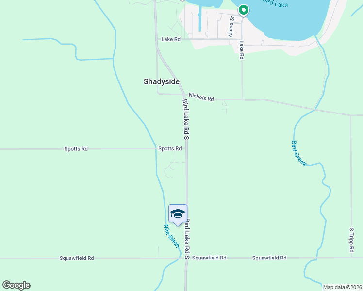 map of restaurants, bars, coffee shops, grocery stores, and more near 7500 Bird Lake Road South in Osseo