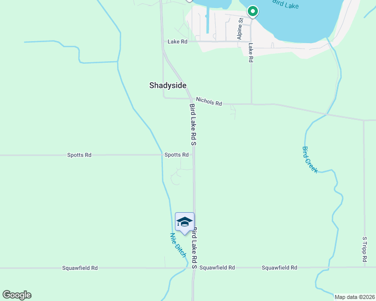 map of restaurants, bars, coffee shops, grocery stores, and more near 7500 Bird Lake Road South in Osseo