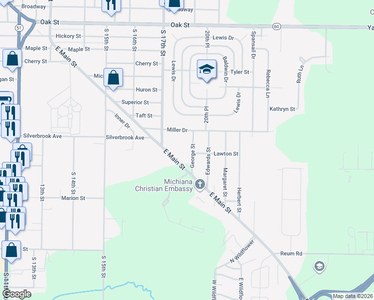 map of restaurants, bars, coffee shops, grocery stores, and more near 1015 George Street in Niles
