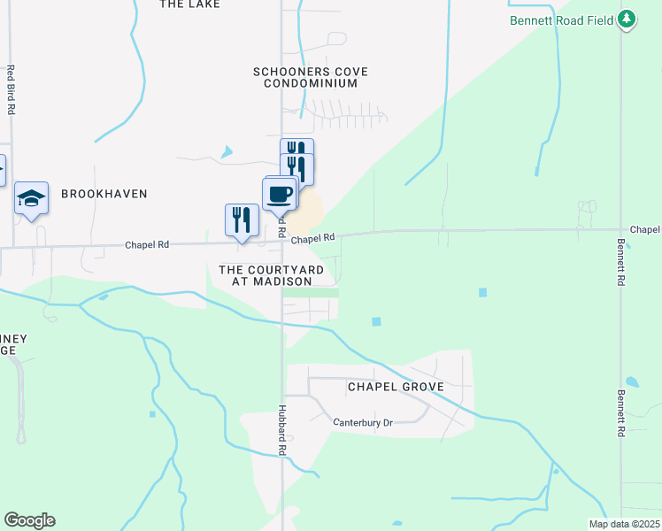 map of restaurants, bars, coffee shops, grocery stores, and more near 2041 Hubbard Road in Madison