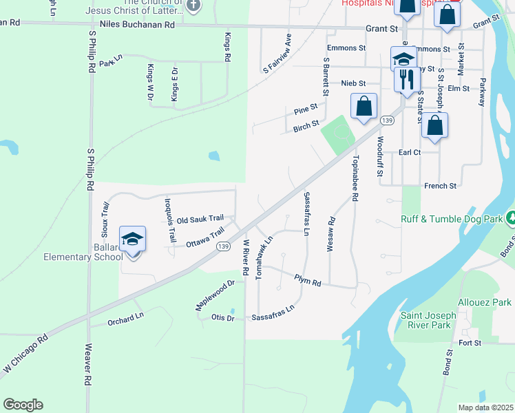 map of restaurants, bars, coffee shops, grocery stores, and more near 720 Colony Court in Niles