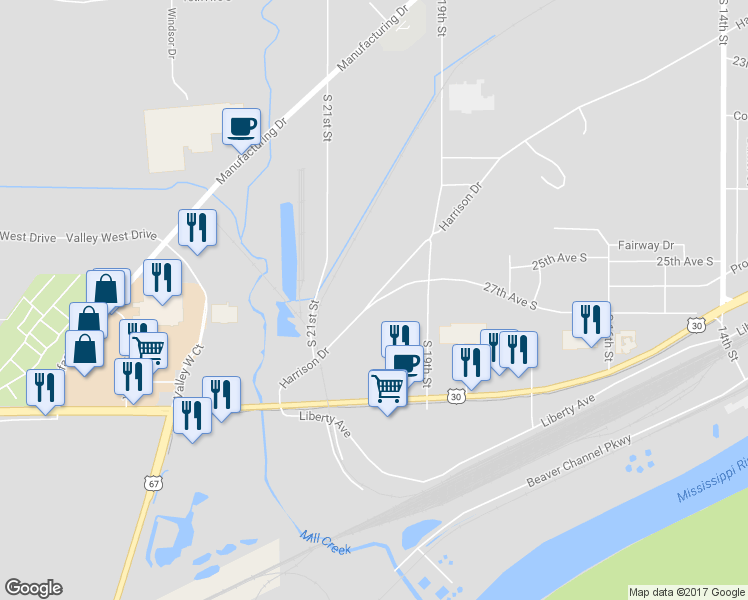map of restaurants, bars, coffee shops, grocery stores, and more near in Clinton