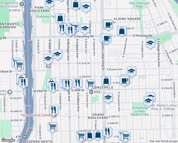 map of restaurants, bars, coffee shops, grocery stores, and more near in Chicago