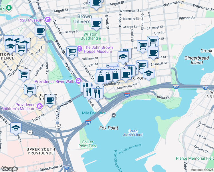 map of restaurants, bars, coffee shops, grocery stores, and more near 85 Alves Way in Providence