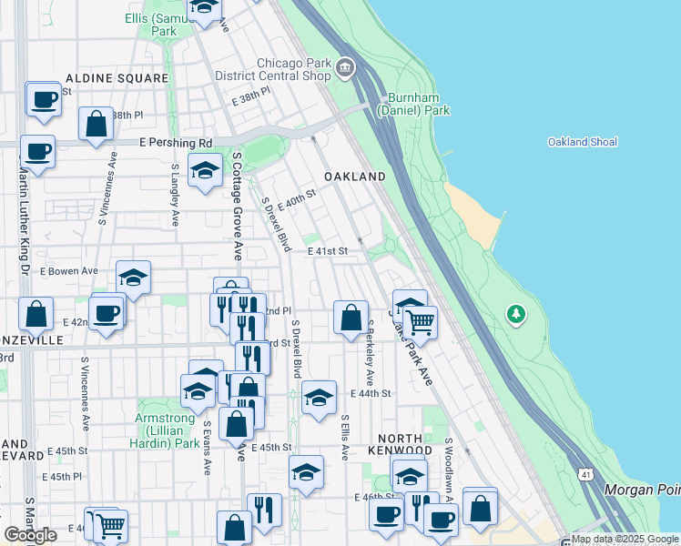 map of restaurants, bars, coffee shops, grocery stores, and more near in Chicago