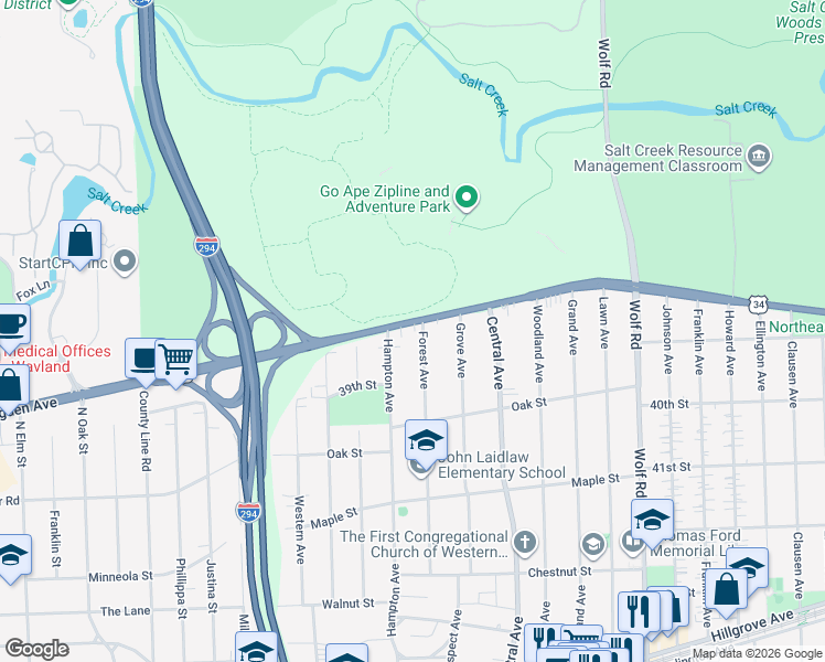 map of restaurants, bars, coffee shops, grocery stores, and more near 3827 Forest Avenue in Western Springs
