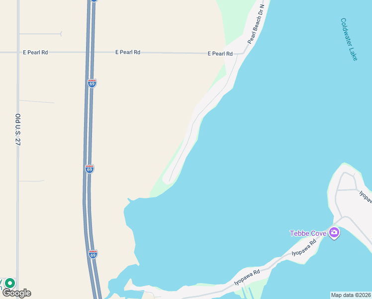 map of restaurants, bars, coffee shops, grocery stores, and more near 694 Pearl Beach Road in Coldwater