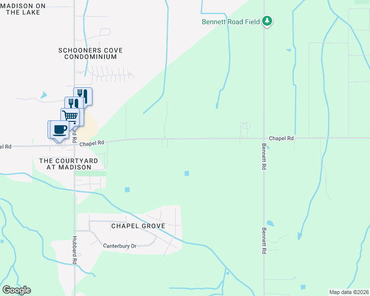map of restaurants, bars, coffee shops, grocery stores, and more near 6958 Chapel Road in Madison