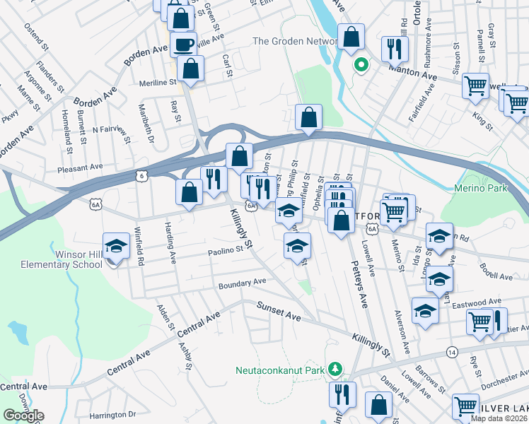 map of restaurants, bars, coffee shops, grocery stores, and more near 658 Hartford Avenue in Providence