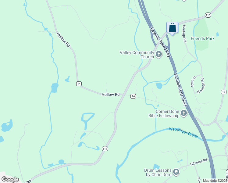 map of restaurants, bars, coffee shops, grocery stores, and more near 1487 Hollow Road in Clinton Corners
