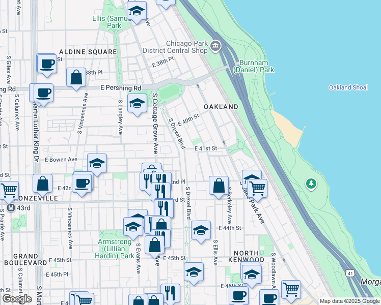 map of restaurants, bars, coffee shops, grocery stores, and more near in Chicago