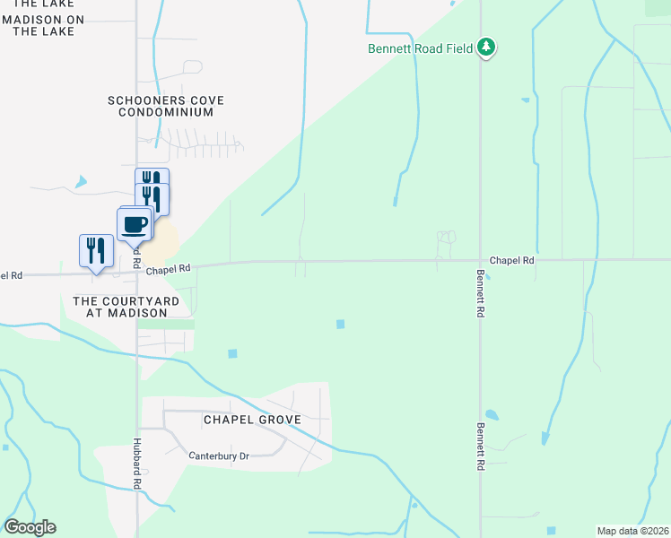 map of restaurants, bars, coffee shops, grocery stores, and more near 6958 Chapel Road in Madison