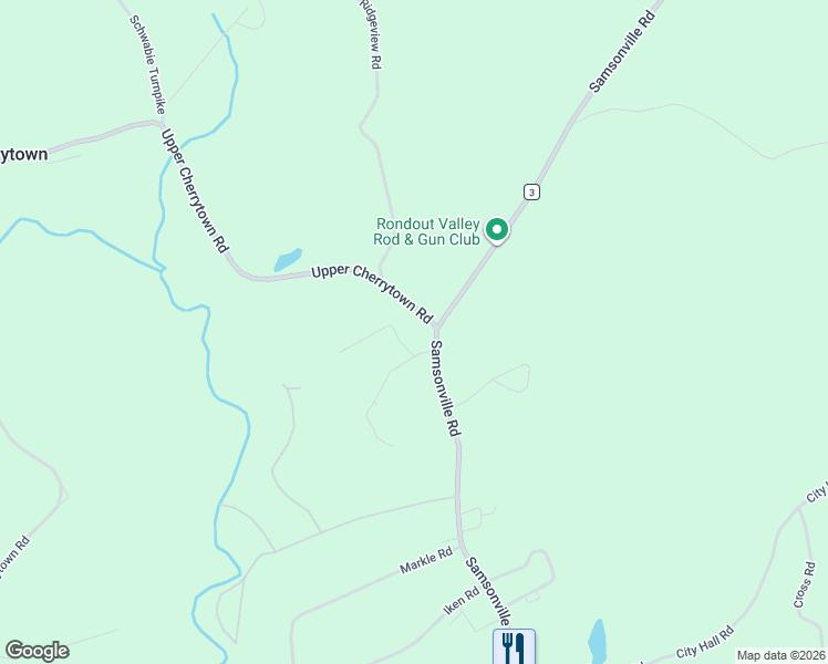 map of restaurants, bars, coffee shops, grocery stores, and more near 1 Upper Cherrytown Road in Kerhonkson