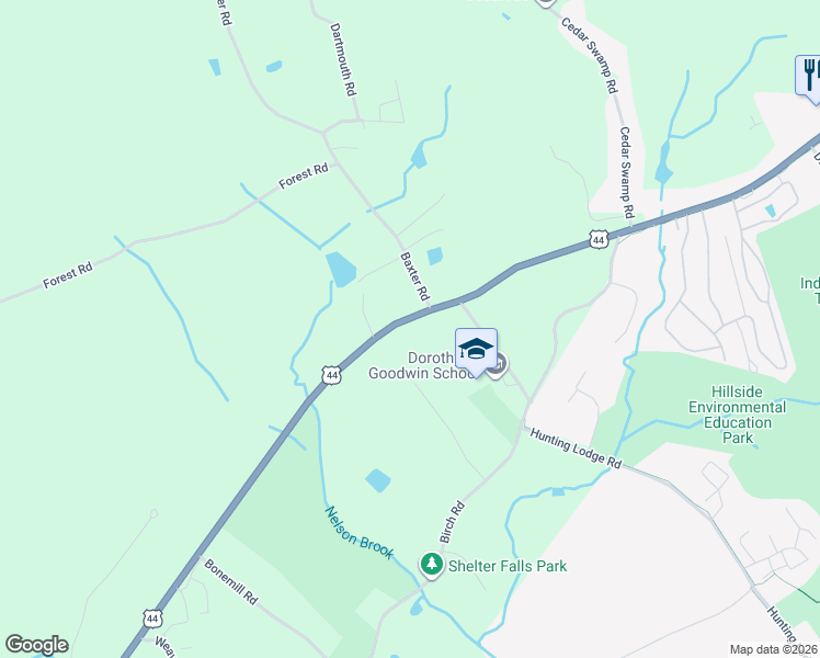 map of restaurants, bars, coffee shops, grocery stores, and more near 404 Middle Turnpike in Mansfield
