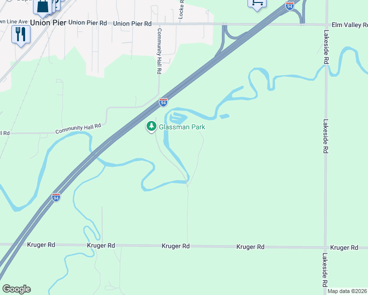 map of restaurants, bars, coffee shops, grocery stores, and more near 16695 Glassman Road in Union Pier