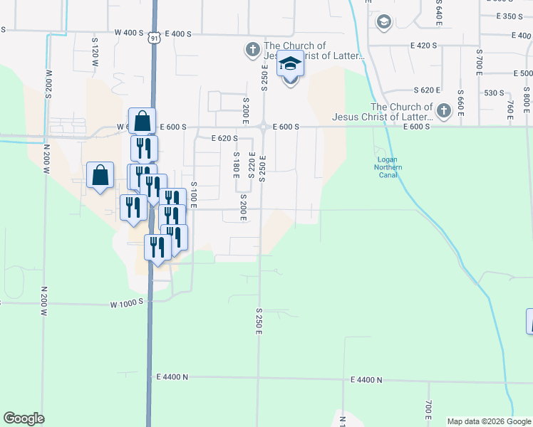 map of restaurants, bars, coffee shops, grocery stores, and more near 805 South 270 East in Hyde Park