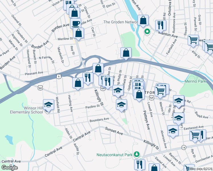 map of restaurants, bars, coffee shops, grocery stores, and more near 658 Hartford Avenue in Providence