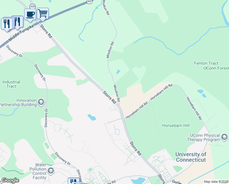 map of restaurants, bars, coffee shops, grocery stores, and more near 23 Moulton Road in Mansfield
