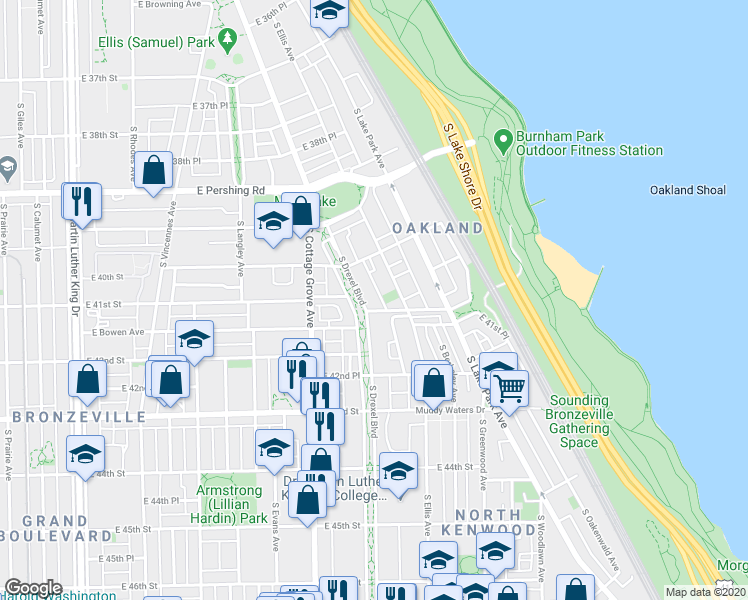 map of restaurants, bars, coffee shops, grocery stores, and more near in Chicago