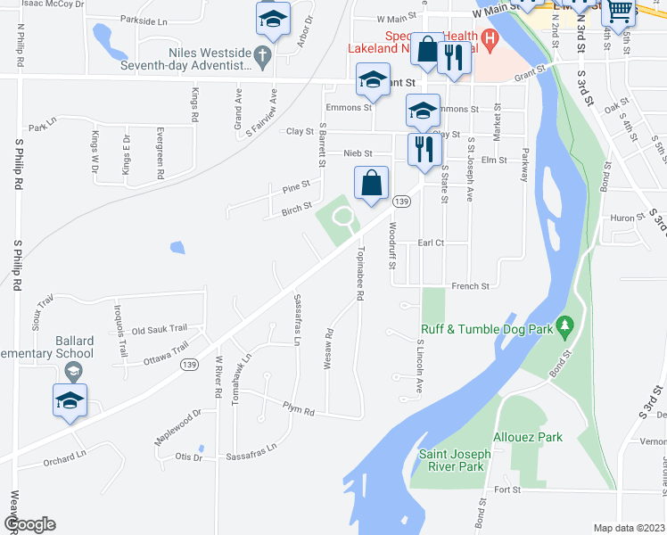 map of restaurants, bars, coffee shops, grocery stores, and more near 710 West Chicago Road in Niles