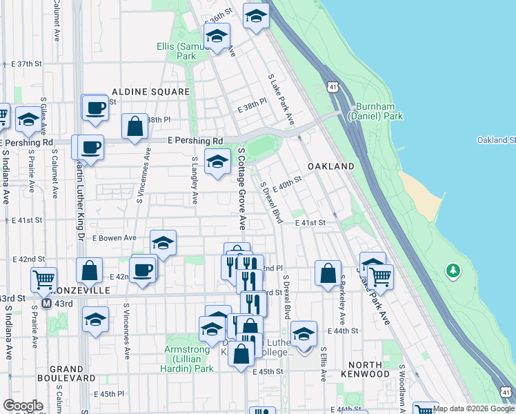 map of restaurants, bars, coffee shops, grocery stores, and more near in Chicago