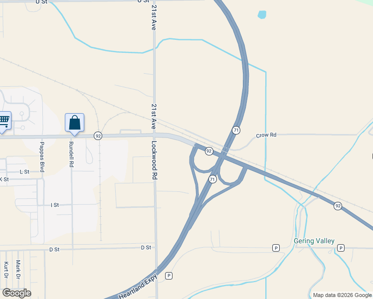 map of restaurants, bars, coffee shops, grocery stores, and more near 130657 Lockwood Road in Gering