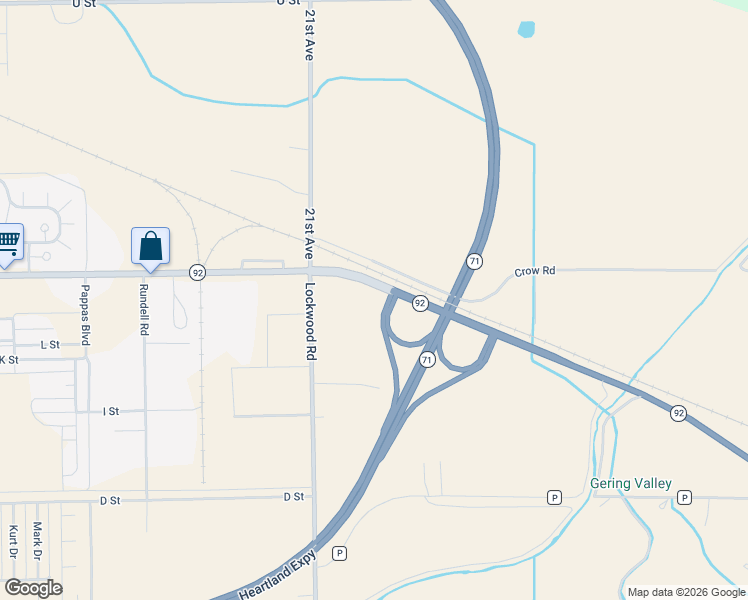 map of restaurants, bars, coffee shops, grocery stores, and more near 130657 Lockwood Road in Gering
