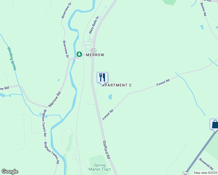 map of restaurants, bars, coffee shops, grocery stores, and more near 26 Crystal Lane in Mansfield