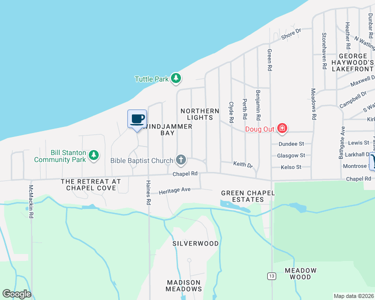 map of restaurants, bars, coffee shops, grocery stores, and more near 1930 East Tuttle Park Road in Madison