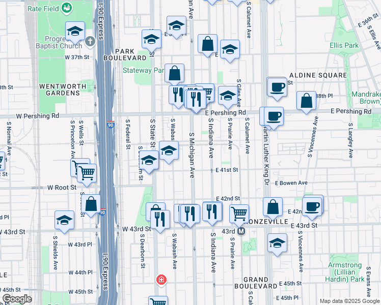 map of restaurants, bars, coffee shops, grocery stores, and more near in Chicago