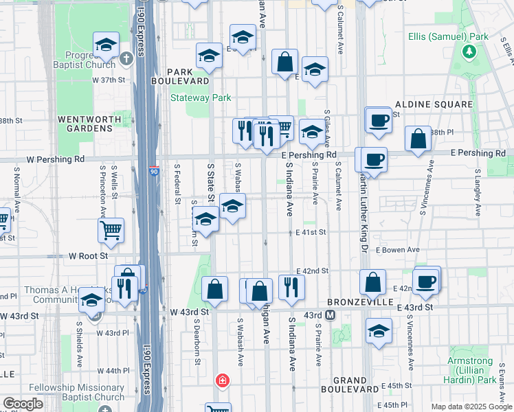 map of restaurants, bars, coffee shops, grocery stores, and more near in Chicago