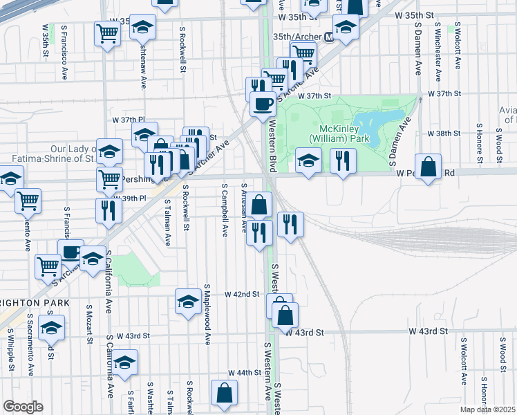 map of restaurants, bars, coffee shops, grocery stores, and more near in Chicago