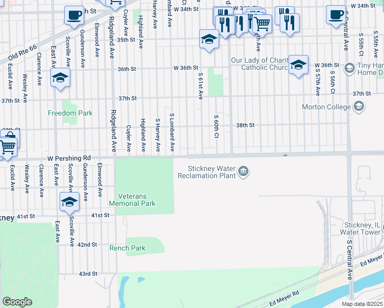 map of restaurants, bars, coffee shops, grocery stores, and more near in Cook County