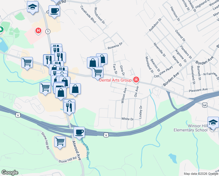 map of restaurants, bars, coffee shops, grocery stores, and more near 39 Dale Avenue in Johnston