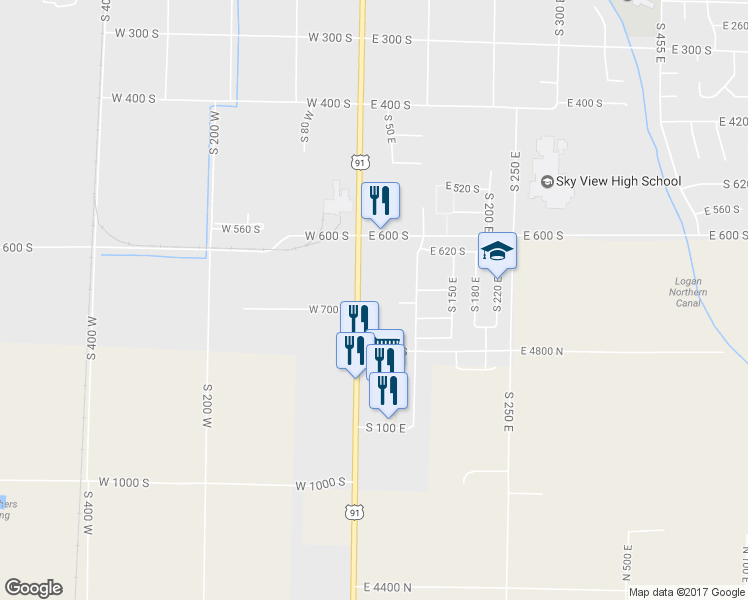map of restaurants, bars, coffee shops, grocery stores, and more near 698 South Main Street in Smithfield
