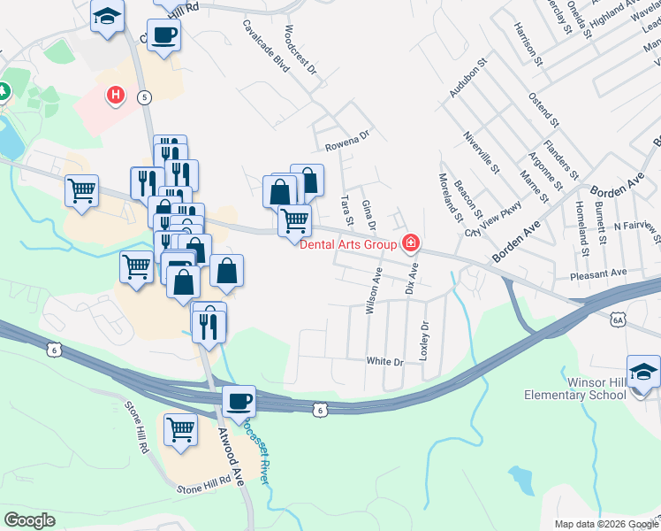 map of restaurants, bars, coffee shops, grocery stores, and more near 39 Dale Avenue in Johnston