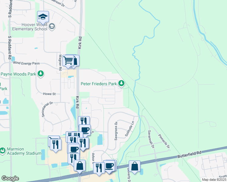 map of restaurants, bars, coffee shops, grocery stores, and more near 1749 Sager Way in Aurora