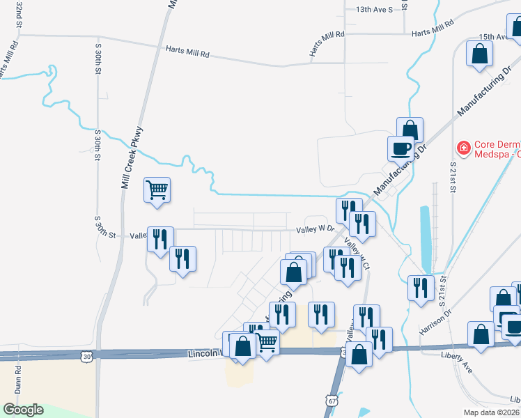 map of restaurants, bars, coffee shops, grocery stores, and more near 2582 Friendship Trail in Clinton