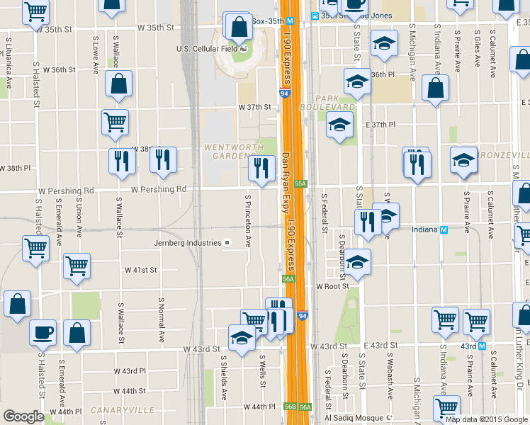 map of restaurants, bars, coffee shops, grocery stores, and more near 3917 West Wentworth Avenue in Chicago