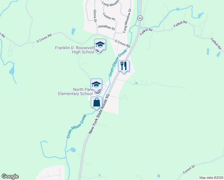 map of restaurants, bars, coffee shops, grocery stores, and more near 1617 New York 9G in Hyde Park