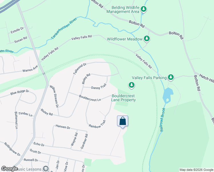 map of restaurants, bars, coffee shops, grocery stores, and more near 66 Danny Trail in Vernon