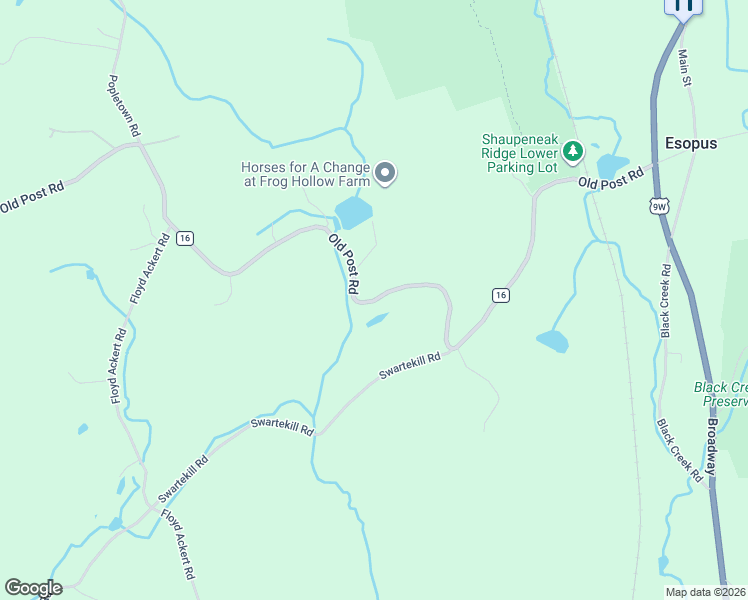 map of restaurants, bars, coffee shops, grocery stores, and more near 1045 County Road 16 in New Paltz