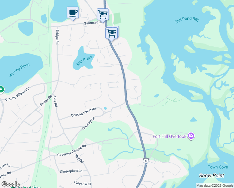 map of restaurants, bars, coffee shops, grocery stores, and more near 40 Lucinda Court in Eastham
