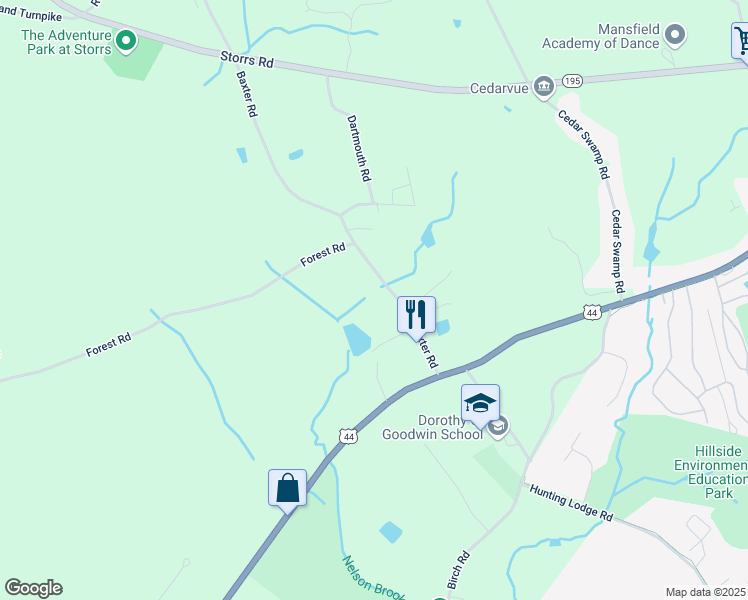 map of restaurants, bars, coffee shops, grocery stores, and more near 51 Baxter Road in Mansfield