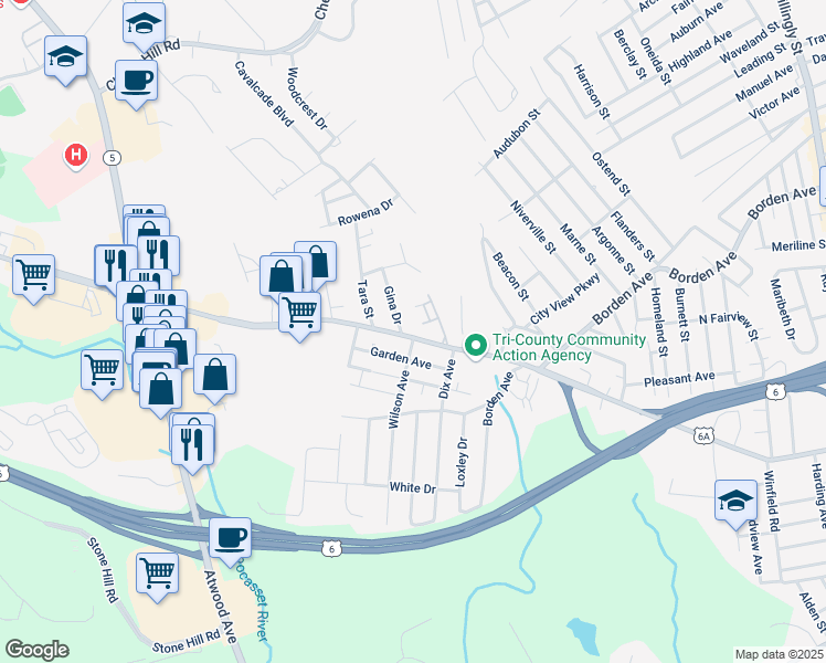 map of restaurants, bars, coffee shops, grocery stores, and more near 1149 Hartford Avenue in Johnston